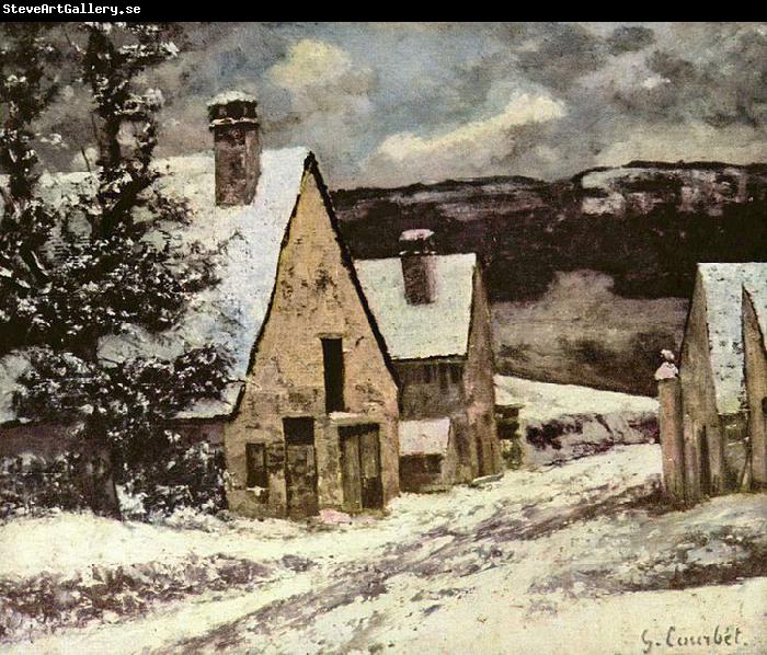 Gustave Courbet Dorfausgang im Winter